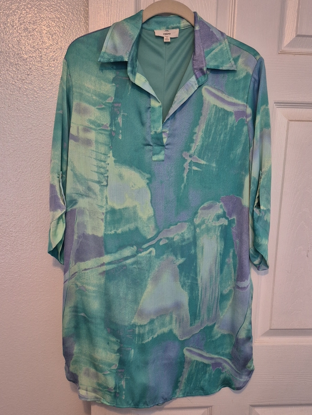 entro Seafoam & Pale Lilac Collared Top